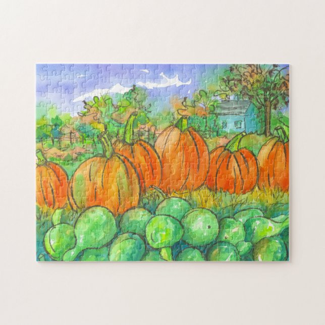 Country Zuhause Pumpkin Patch Herbstsaison Puzzle (Horizontal)