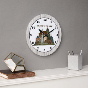 Countryhütte-Uhr Große Wanduhr