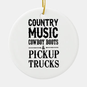 Countrymusik, Cowboystiefel u. Lieferwagen-LKWs Keramik Ornament