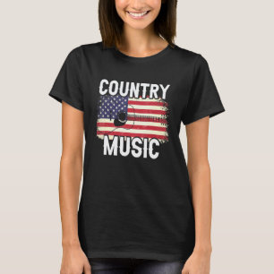 Countrymusik Gitarre Amerikanische Flagge T-Shirt