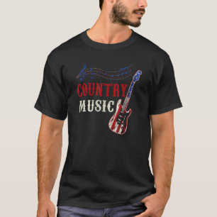 Countrymusik Retro Vintage Gitarre USA-Flagge Gita T-Shirt