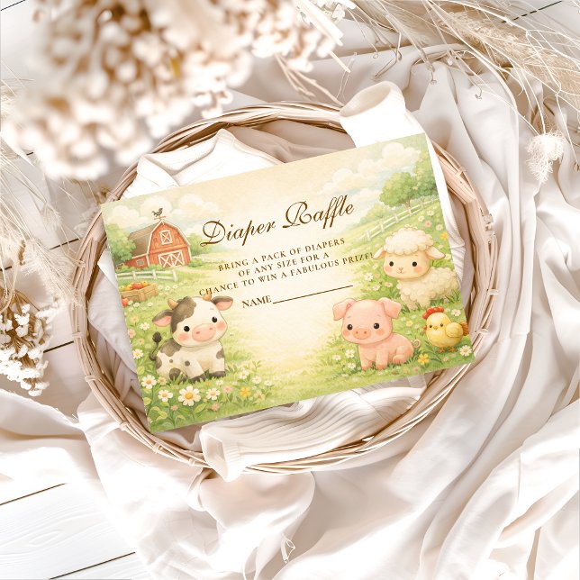 Countryside Barnyard Baby Shower Diapper Raffle Begleitkarte (Von Creator hochgeladen)