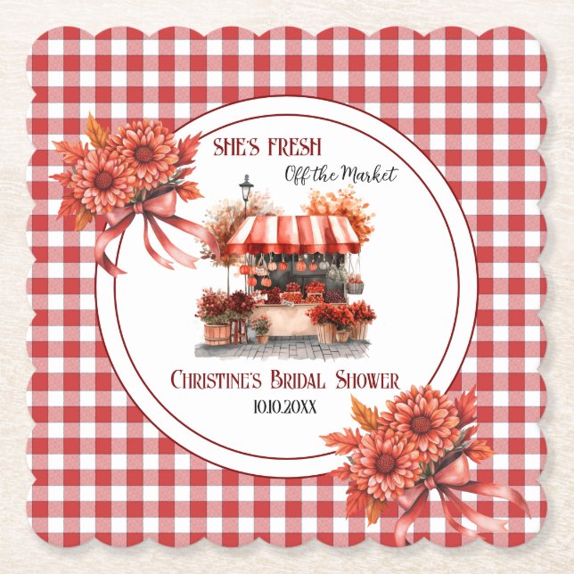 Countryside Picnic Gingham Brautparty Untersetzer (Vorderseite)
