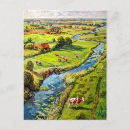 Countryside with Cows and Stream Fantasy Painting Postkarte