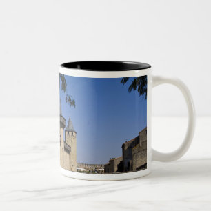 Counts Castle, Carcassonne, Aude, Languedoc, Zweifarbige Tasse