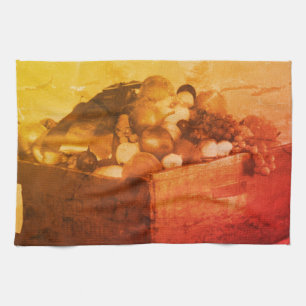 County Fair Blue Ribbon Frucht in Vintage Sepia  Geschirrtuch