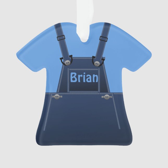 County Folk Niedlich Blue Overalls Custom O Ornament (Vorderseite)