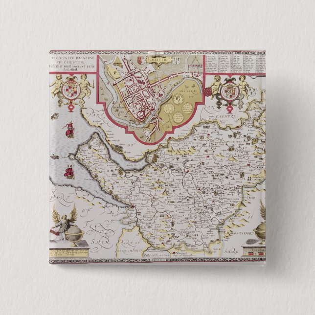 Countye Palatine von Chester, vorbei graviert Button (Vorderseite)