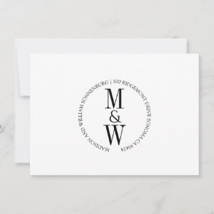 Coupe Monogram Minimalistische Schwarz-weiße Note  Mitteilungskarte