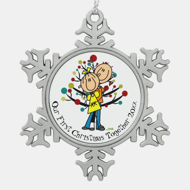 Couple 1. Weihnachten Zusammen Snowflake Ornament (Vorderseite)