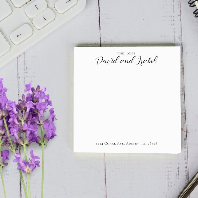 Couple 2 Names Script Address Formal Elegant Post-it Klebezettel (Von Creator hochgeladen)