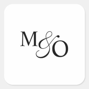 Couple Ampersand Monogram Quadratischer Aufkleber