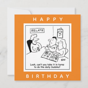 Couple Argue über Sudoku Cartoon Karte