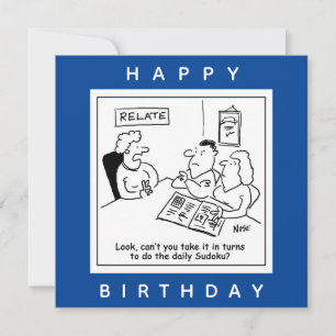 Couple Argue über Sudoku Cartoon Karte