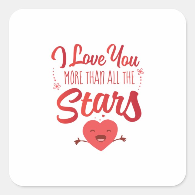 Couple Art I Love You More Than All The Stars Quadratischer Aufkleber (Vorderseite)