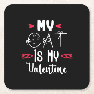 Couple Art meine Katze ist mein Valentine Rechteckiger Pappuntersetzer