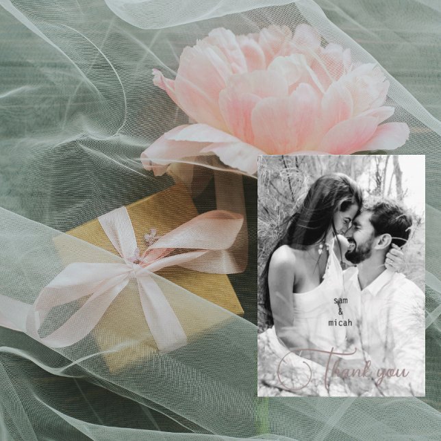 Couple B/W Foto & Names Wedding Blank Vielen Dank Dankeskarte (Von Creator hochgeladen)
