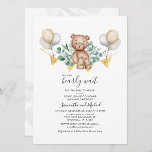 Couple Baby Shower Eucalyptus Bear Greenerenery Sc Einladung
