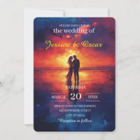 Couple Beach Silhouette Hochzeitskarte