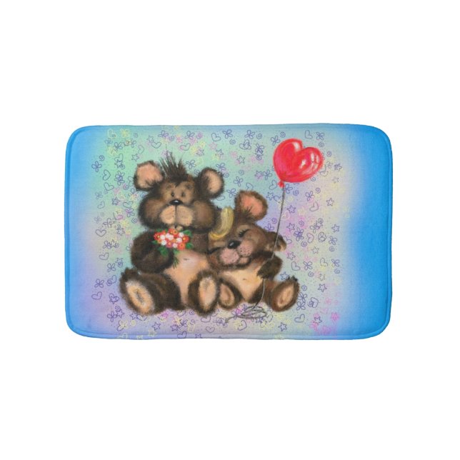 Couple Bear mit Heart Balloon Bath Mat Badematte (Vorderseite)