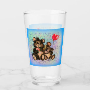 Couple Bear mit Heart Balloon Glass Glas