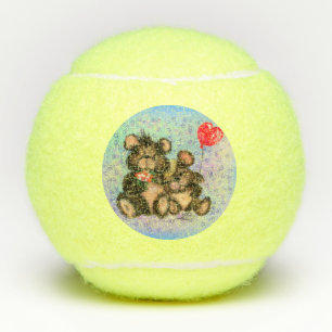 Couple Bear mit Heart Balloon Tennis Balls Tennisbälle