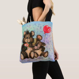 Couple Bear mit Heart Balloon Tragetaschen