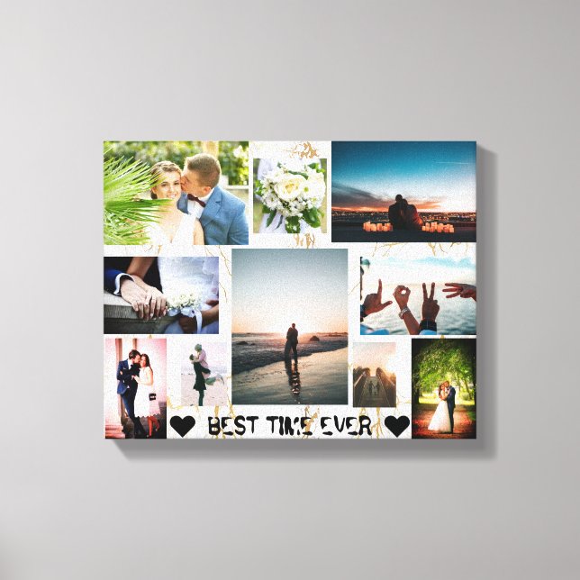 Couple BEST TIME JE Personalisiert Collage Leinwanddruck (Vorderseite)