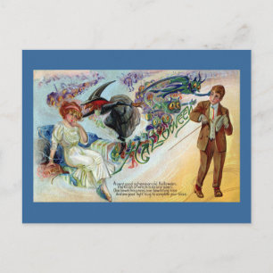 Couple Bewitched auf Hallowe'en Vintag Postkarte