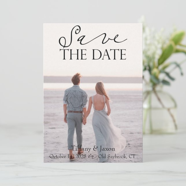 Couple-Bildtext Save the Date (Stehend Vorderseite)