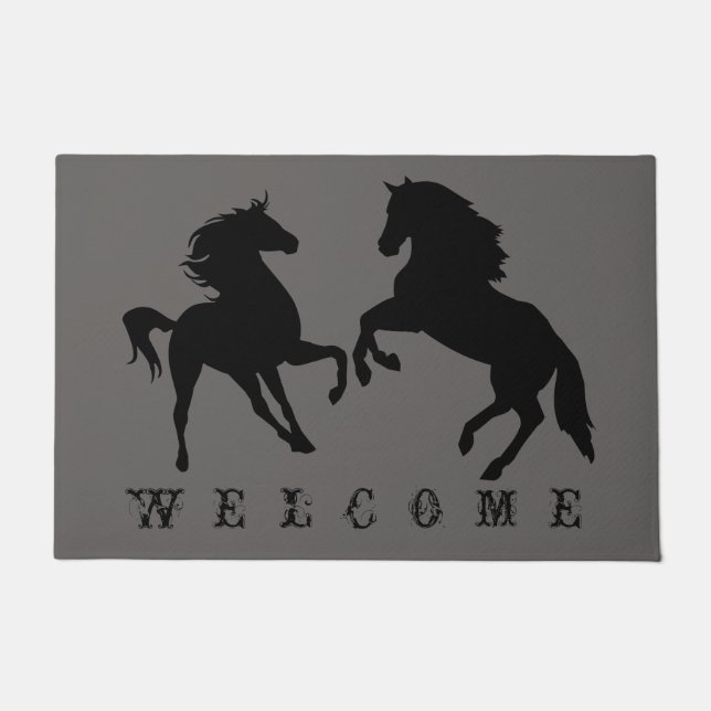 Couple Black Horse Doormat - Custom Colors Fußmatte (Vorderseite)