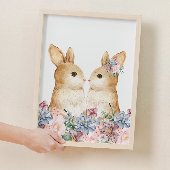 Couple Bunny Blume Holz Kinderzimmer Dekoration (Couple Bunny Flower Woodland Nursery Decor)