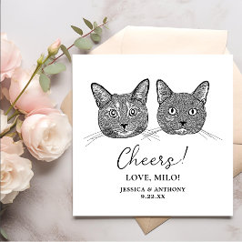 Couple Cat Hand Zeichnend Personalisierte Beifall Serviette