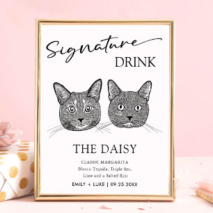 Couple Cat Wedding Signature Drink Sign Poster