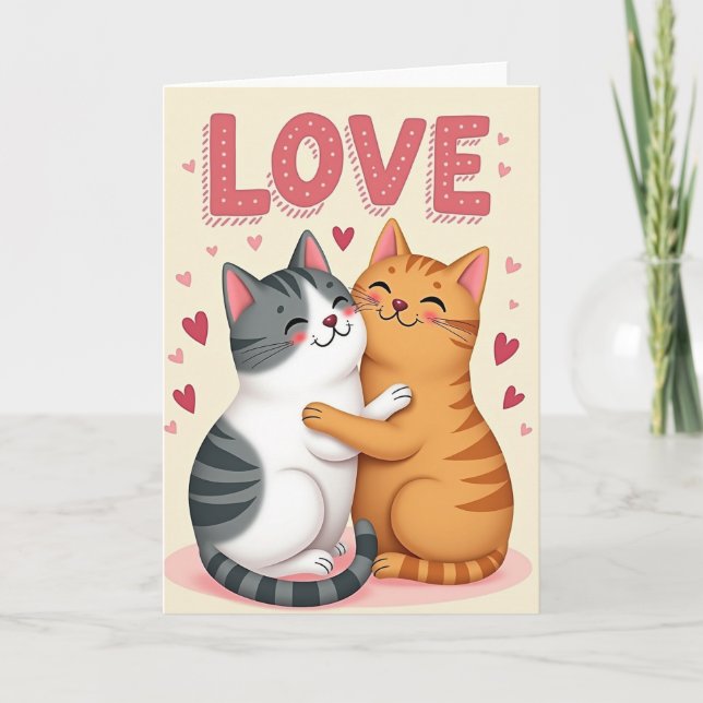 Couple Cats Hugging Love Card Karte (Vorderseite)