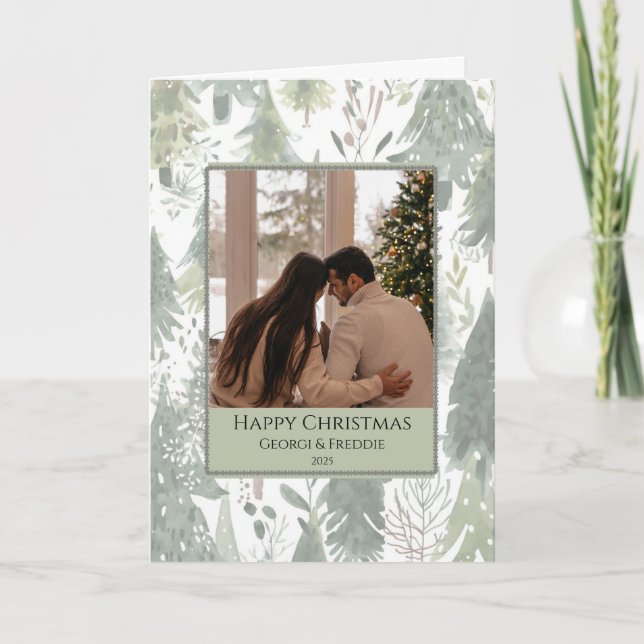 Couple Christmas Card -Woodland Festive Karte (Vorderseite)