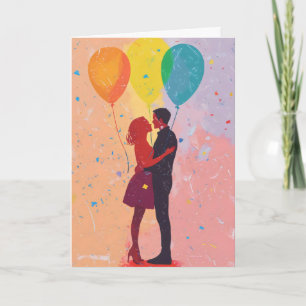 Couple Colorful Balloons Feiertagskarte
