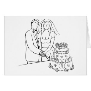 Couple Cutting Wedgecake Sketch
