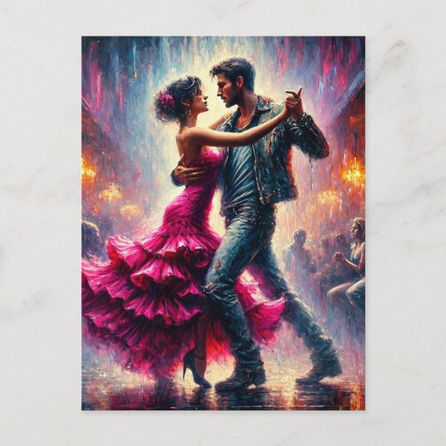 Couple Dancing in der Diskothek Postkarte (Vorderseite)