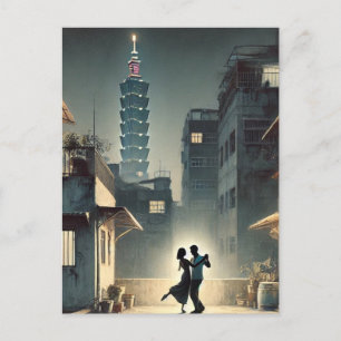 Couple Dancing mit Taipei 101 im Hintergrund Postkarte