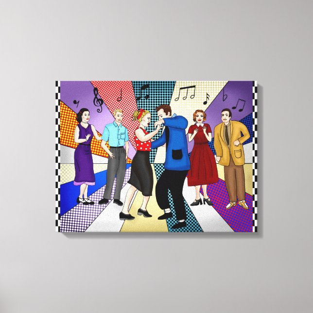 Couple Dancing | Retro Nostalgic der 50er Jahre Leinwanddruck (Vorderseite)