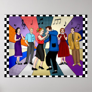 Couple Dancing   Retro Nostalgic der 50er Jahre Poster