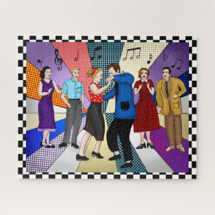 Couple Dancing   Retro Nostalgic der 50er Jahre Puzzle