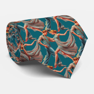 Couple Dating Watercolor Print Aquamarin Necktie Krawatte