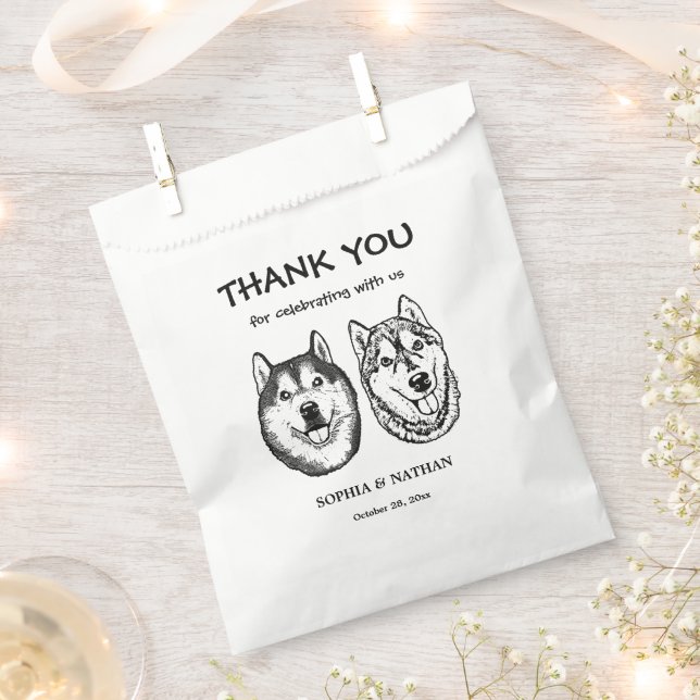 Couple Dog Hand Zeichnete Personalisiert Vielen Da Geschenktütchen (Ausgeschnitten)