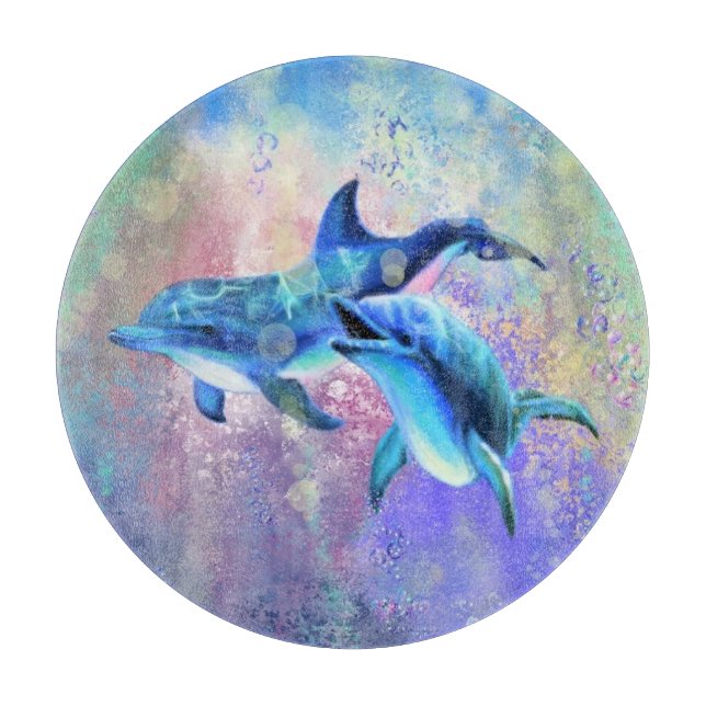 Couple Dolphin Cutting Board Schneidebrett (Vorderseite)