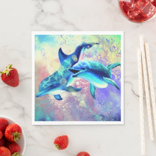 Couple Dolphin Napkins Happy Family Serviette