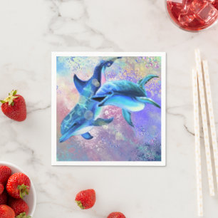 Couple Dolphin Napkins Serviette