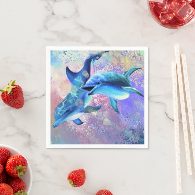 Couple Dolphin Napkins Serviette (Beispiel)