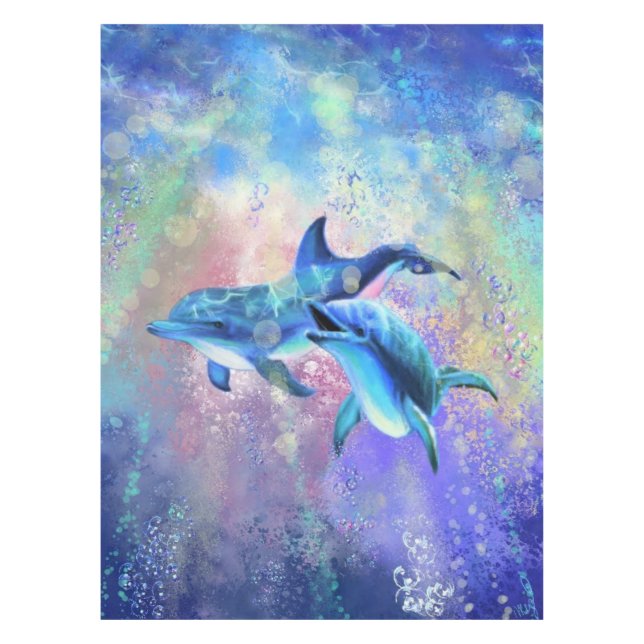 Couple Dolphins Tablecloth Tischdecke (Vorderseite)